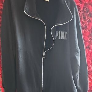 Victoria's Secret PINK Women's Black Zip-Up Jacket Size XLarge